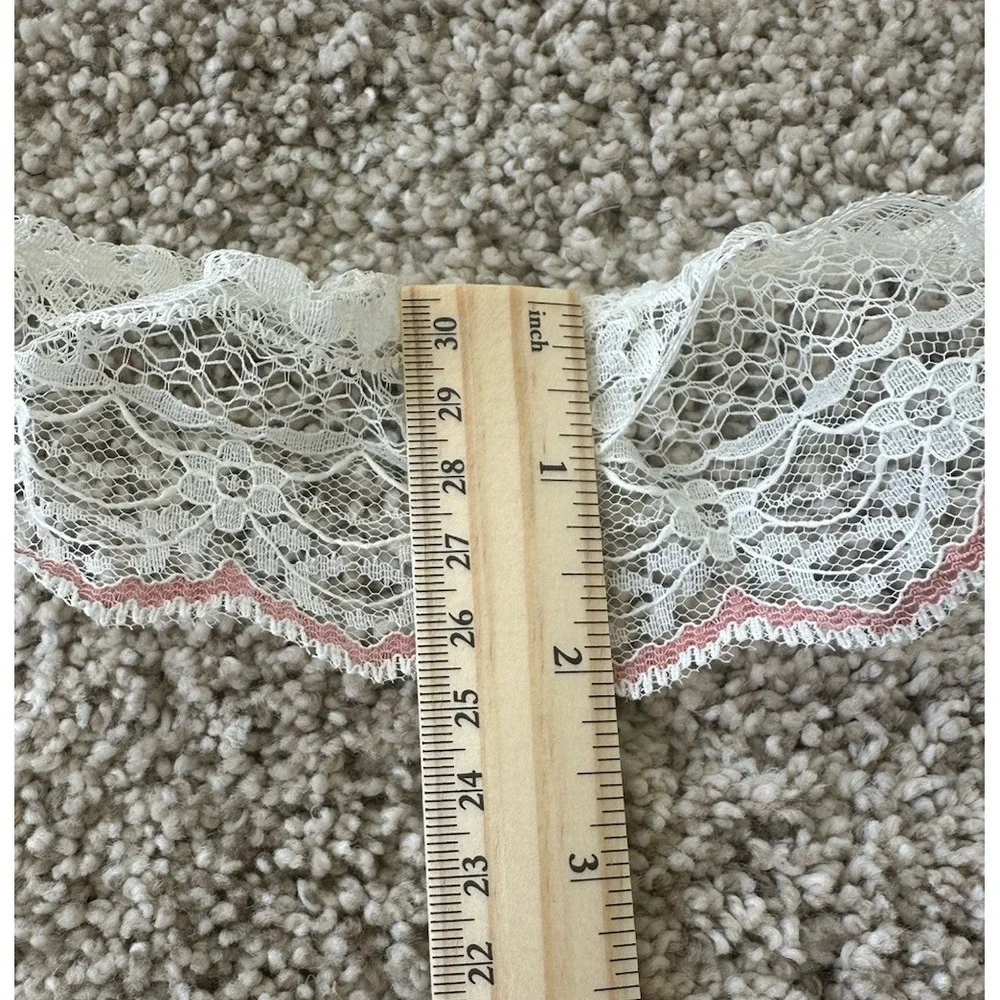 Lot 3 Vintage Lace Trim Eyelet Ruffle Sewing Craft Bulk Double Layer 30-40 Yards